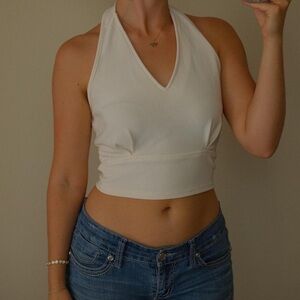 Elegant White Halter Crop Top
